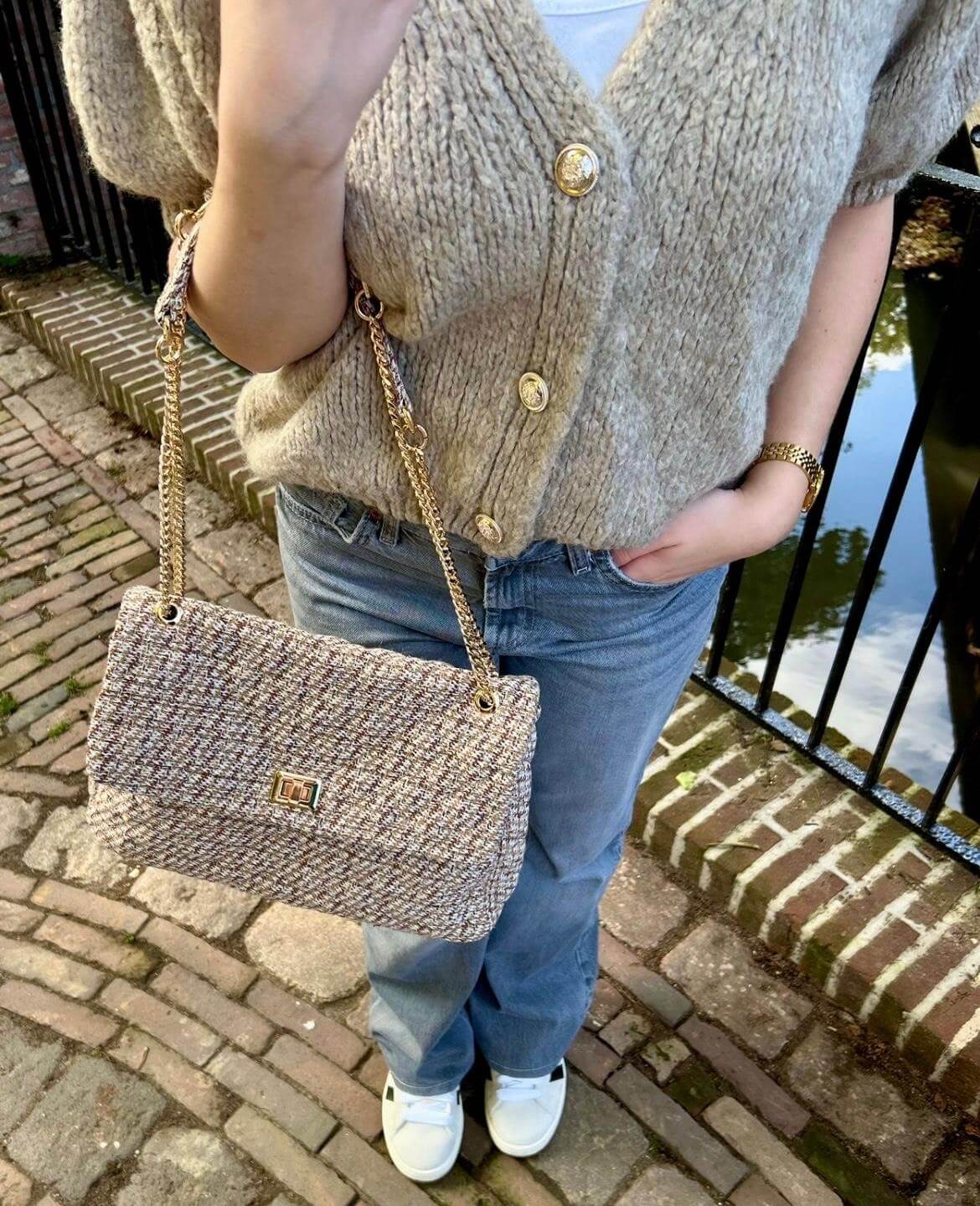 Amore schoudertas beige