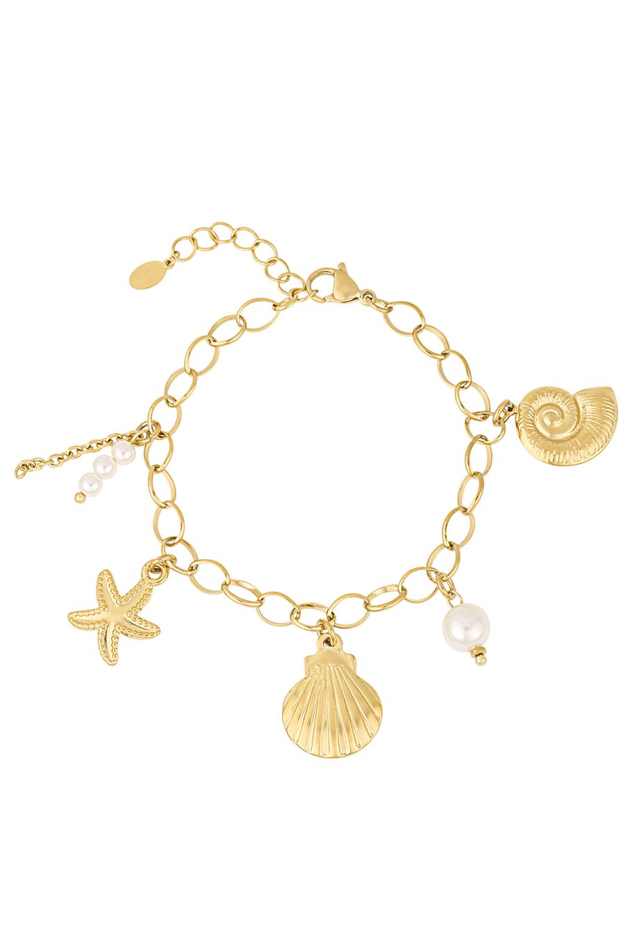 Gouden beach/parel armband