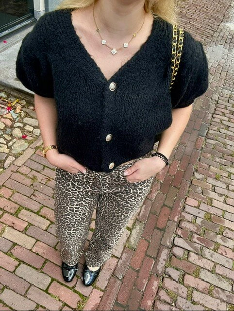 Short sleeve cardigan nero