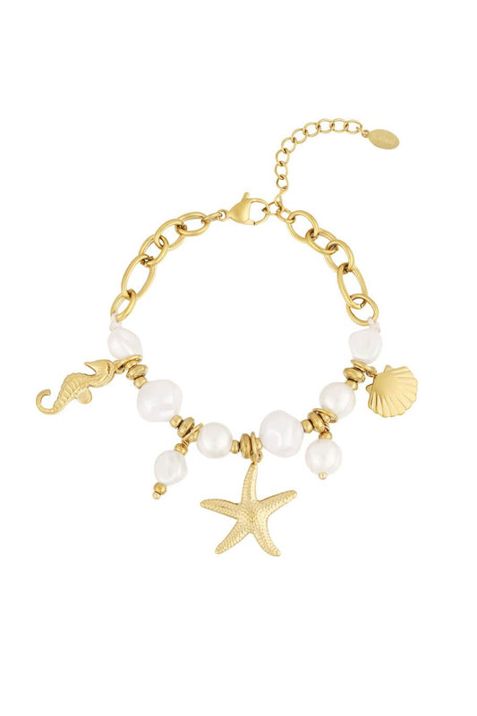 Gouden parel/zeester armband